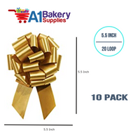 A1BakerySupplies 10 Pieces Pull Bow for Gift Wrapping Gift Bows Pull Bow With Ribbon for Wedding Gift Baskets, 5.5 Inch 20 Loop in Antique Gold Color