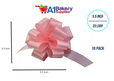A1BakerySupplies 10 Pieces Pull Bow for Gift Wrapping Gift Bows Pull Bow With Ribbon for Wedding Gift Baskets, 5.5 Inch 20 Loop in Pink Color