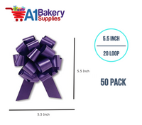 A1BakerySupplies 50 Pieces Pull Bow for Gift Wrapping Gift Bows Pull Bow With Ribbon for Wedding Gift Baskets, 5.5 Inch 20 Loop in Purple Color