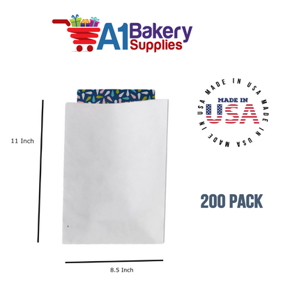 White Flat Merchandise Bags, Medium, 200 Pack - 8.5"x11"