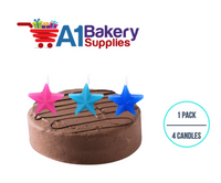 A1BakerySupplies Cool Color Star Novelty Candles 1 pack for Birthday Cake Decorations and Anniversary