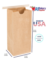 1 LB Size Brown No Window Tin Tie Bags 50 PCS 9 3/4 Inch (Length) x 4 1/4 Inch (Width) x 2 1/2 Inch (Gusset) Kraft  Bakery Bags with No Window Resealable Tin Tie Tab Lock Poly-Lined Bags Kraft Paper Bags for Cookies, Coffee