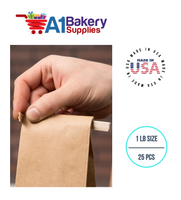 1 LB Size Brown No Window Tin Tie Bags 25 PCS  Kraft  Bakery Bags with No Window Resealable Tin Tie Tab Lock Poly-Lined Bags Kraft Paper Bags for Cookies, Coffee