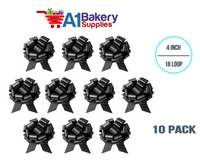 A1BakerySupplies 10 Pieces Pull Bow for Gift Wrapping Gift Bows Pull Bow With Ribbon for Wedding Gift Baskets, 4 Inch 18 Loop Black Flora Satin Color