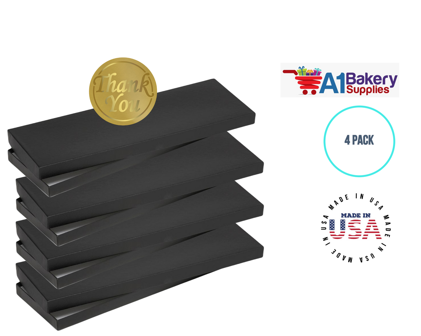 Black Men's Tie Gift Boxes Socks Gift Boxes 4 pack with Gold Thank You sticker