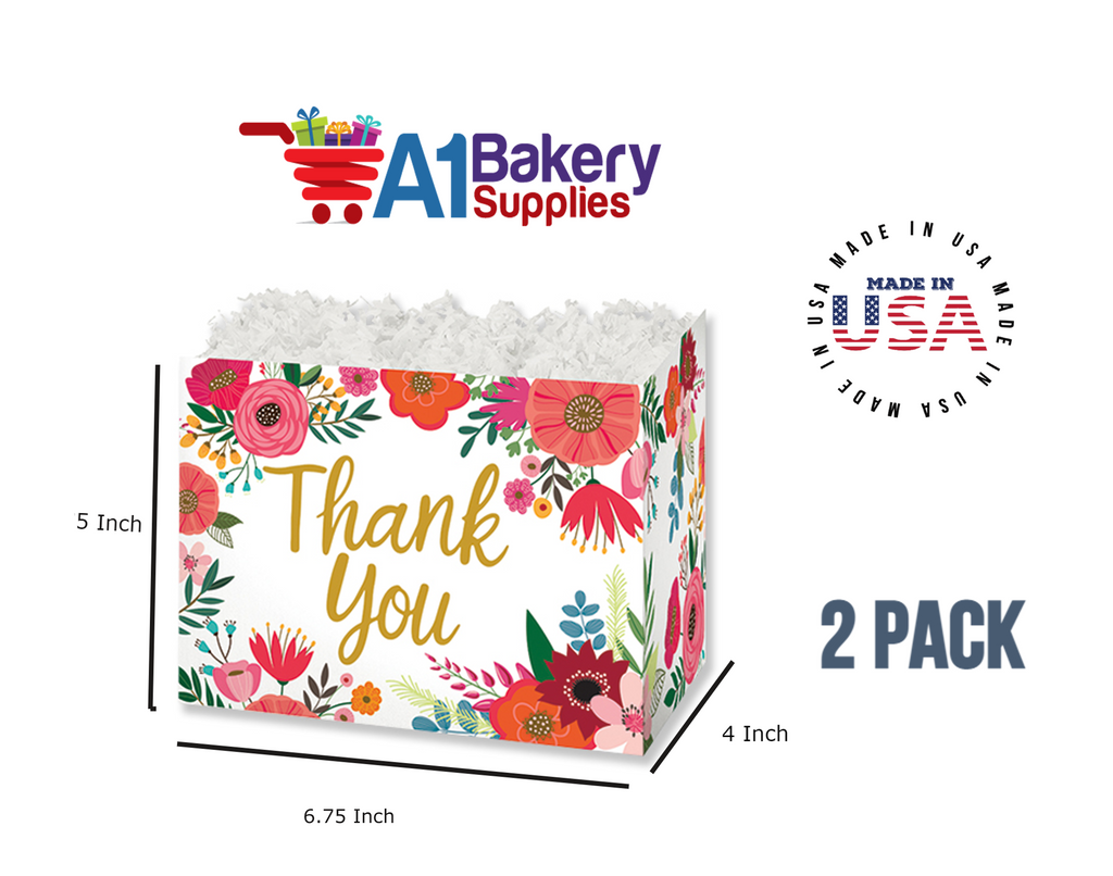 Thank You Flowers Basket Box, Theme Gift Box, Large 10.25 (Length) x 6 (Width) x 7.5 (Height), 2 Pack