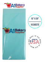 Aqua Blue Tissue Paper Squares, Bulk 10 Sheets, Premium Gift Wrap and Art Supplies for Birthdays, Holidays, or Presents by A1BakerySupplies, Small 15 Inch x 20 Inch