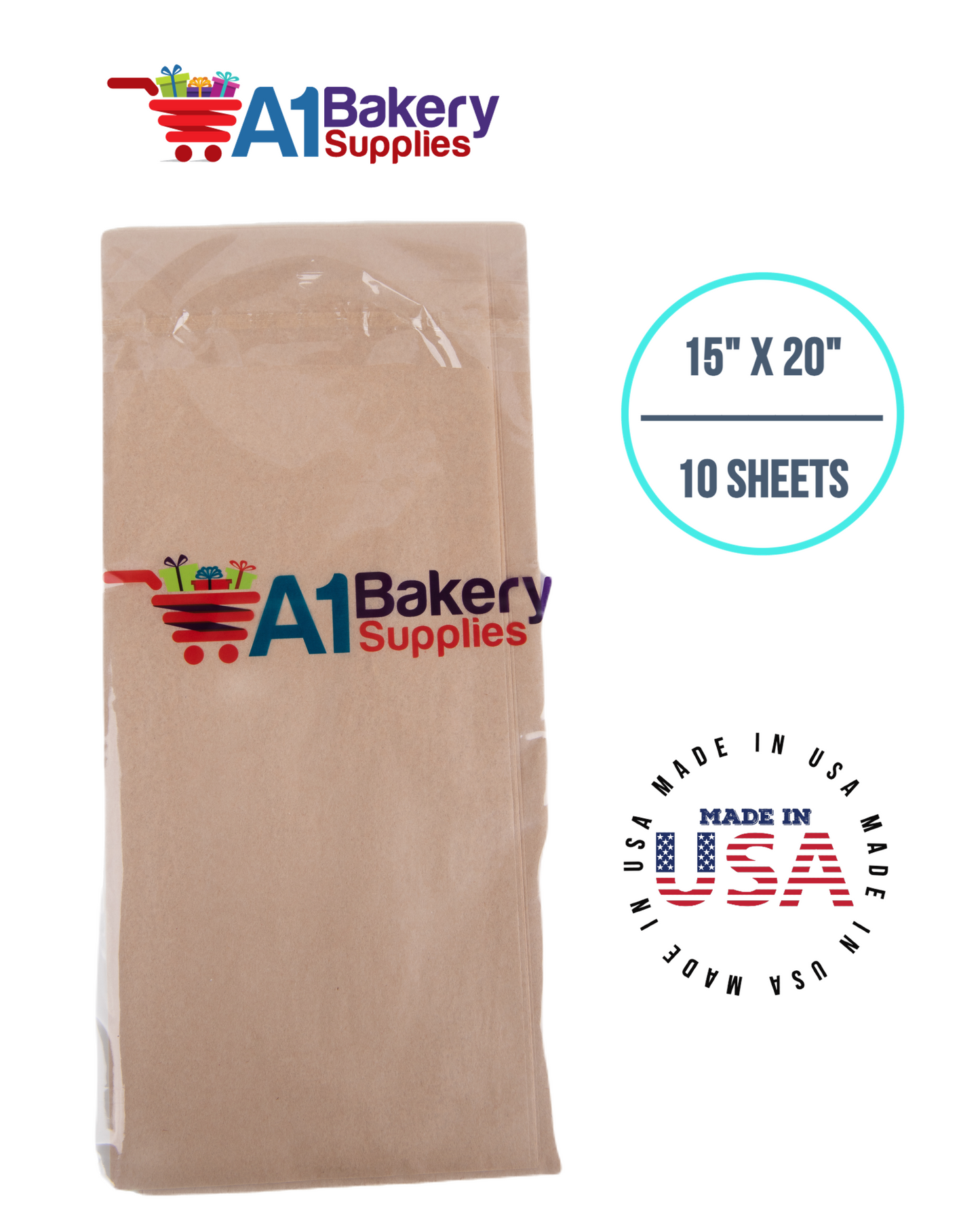 Desert Tan  Tissue Paper Squares, Bulk 10 Sheets, Premium Gift Wrap and Art Supplies for Birthdays, Holidays, or Presents by A1BakerySupplies, Small 15 Inch x 20 Inch