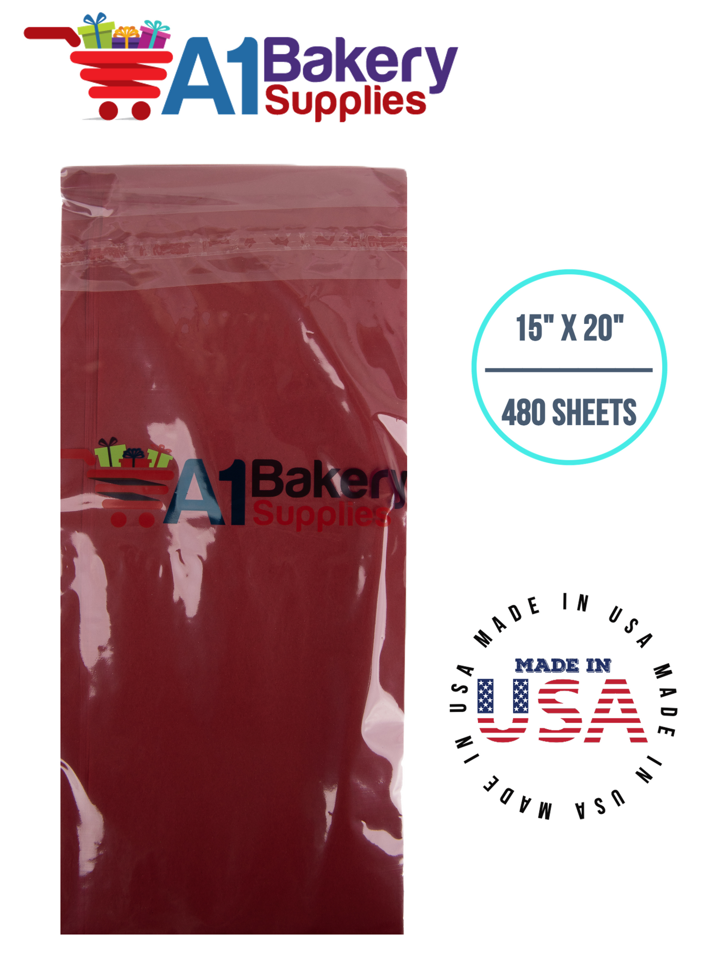 Scarlet Red Tissue Paper Squares, Bulk 480 Sheets, Premium Gift Wrap and Art Supplies for Birthdays, Holidays, or Presents by A1BakerySupplies, Large 15 Inch x 20 Inch