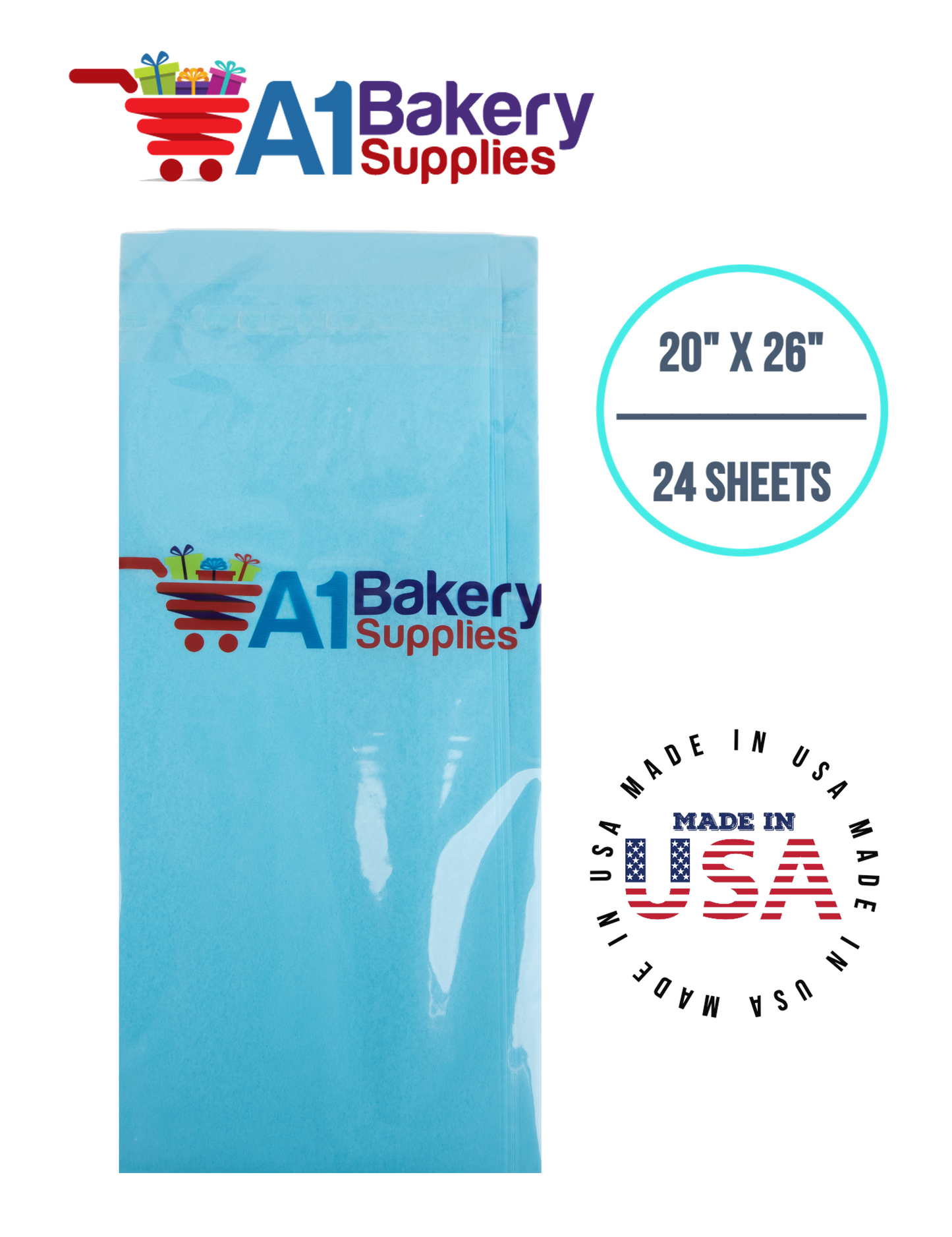 Oxford Blue Tissue Paper Squares, Bulk 24 Sheets, Premium Gift Wrap and Art Supplies for Birthdays, Holidays, or Presents by A1BakerySupplies, Small 20 Inch x 26 Inch