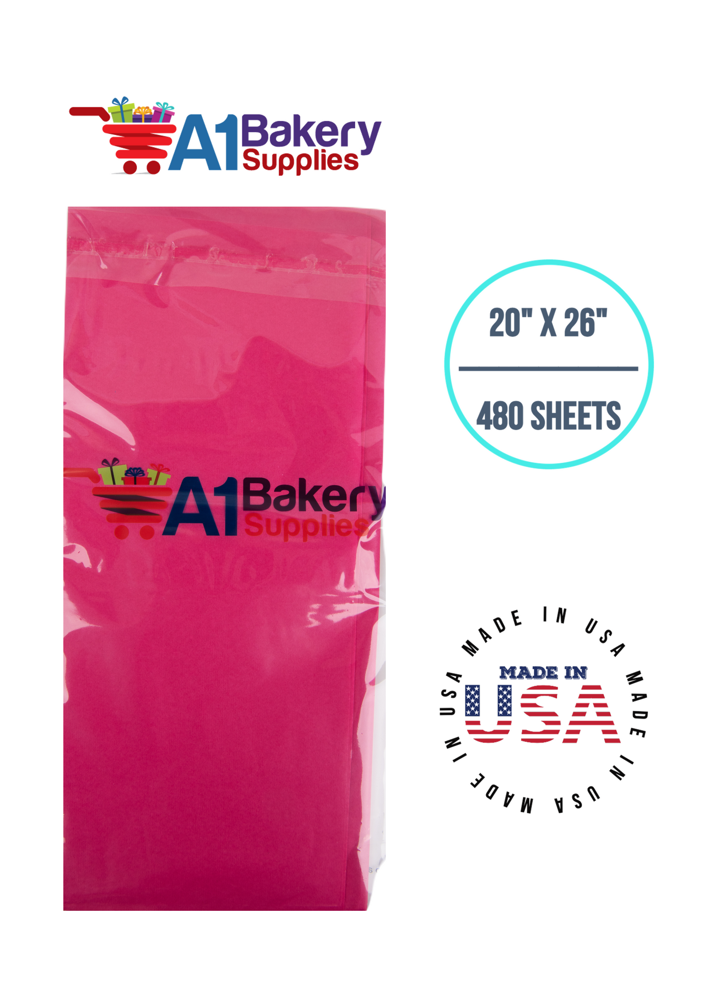 HotPink Tissue Paper Squares, Bulk 480 Sheets, Premium Gift Wrap and Art Supplies for Birthdays, Holidays, or Presents by A1BakerySupplies, Large 20 Inch x 26 Inch