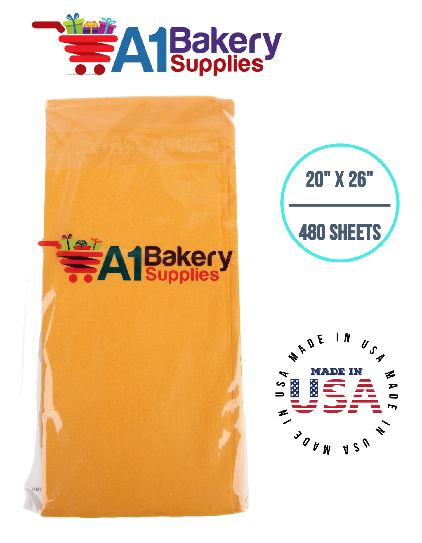 Goldenrod Tissue Paper Squares, Bulk 480 Sheets, Premium Gift Wrap and Art Supplies for Birthdays, Holidays, or Presents by A1BakerySupplies, Large 20 Inch x 26 Inch