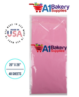 Pink Tissue Paper Squares, Bulk 48 Sheets, Premium Gift Wrap and Art Supplies for Birthdays, Holidays, or Presents by A1BakerySupplies, Medium 20 Inch x 26 Inch
