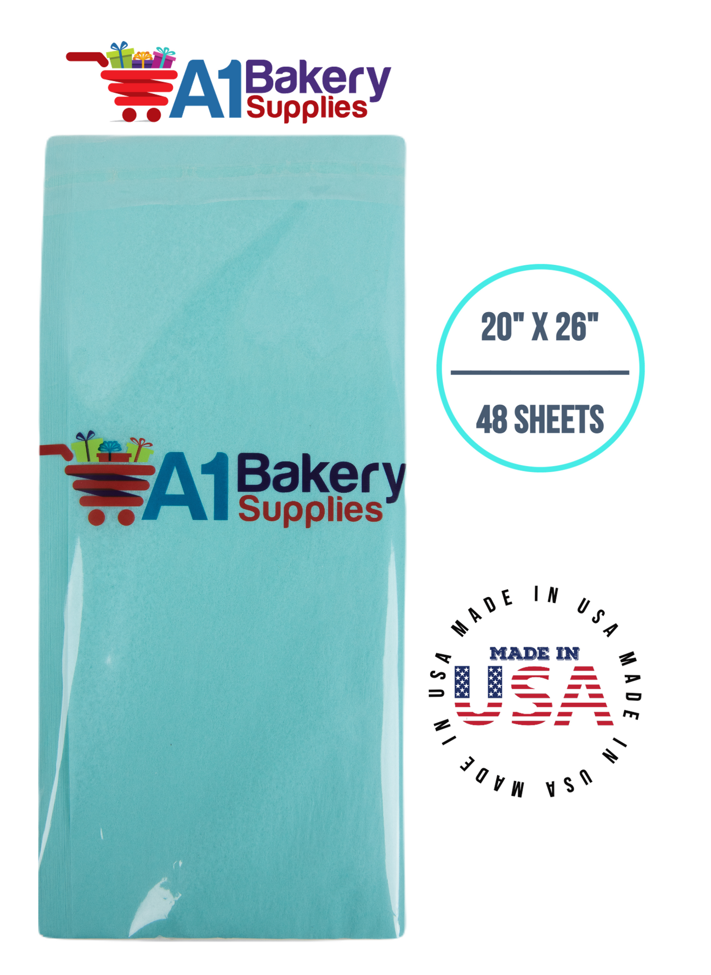 AQUA BLUE Color Gift wrap Tissue Paper 20 Inch x 26 Inch - 48 Sheets