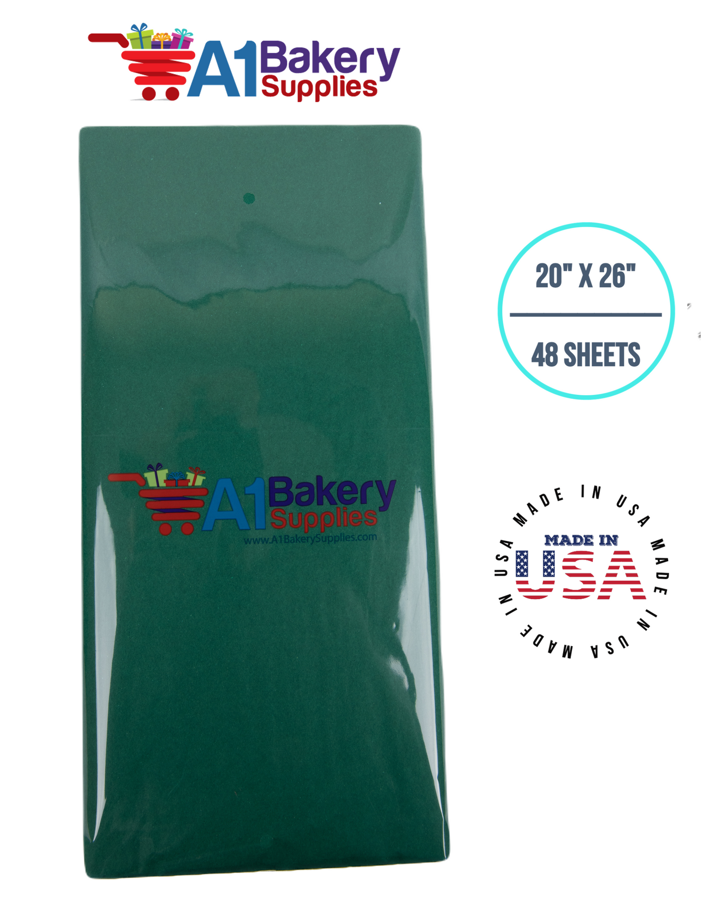 Emerald Green Tissue Paper 20 Inch x 26 Inch - 48 Sheets