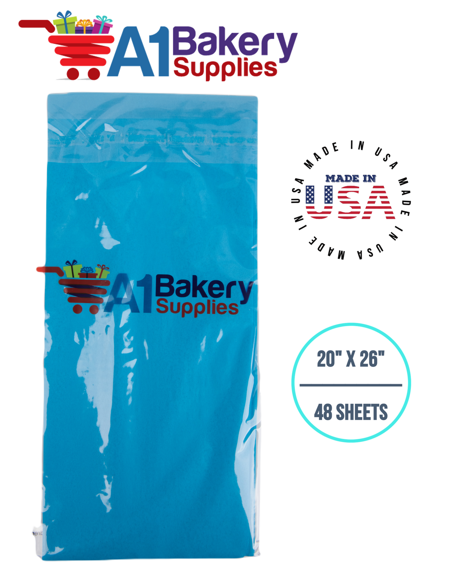 Brilliant Blue Color Tissue Paper 20 Inch x 26 Inch - 48 Sheets