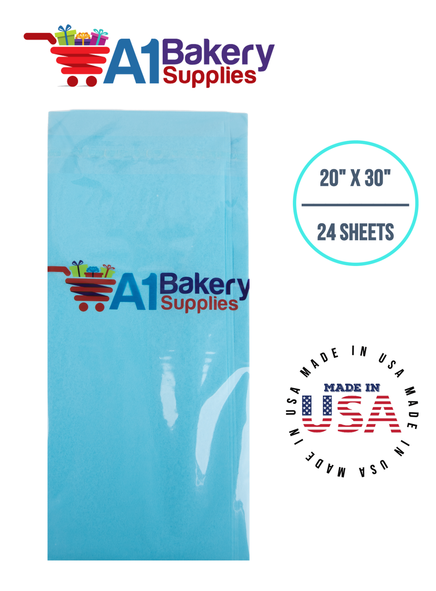 Oxford Blue Tissue Paper Squares, Bulk 24 Sheets, Premium Gift Wrap and Art Supplies for Birthdays, Holidays, or Presents by A1BakerySupplies, Small 20 Inch x 30 Inch