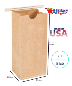 2LB Size Brown No Window Tin Tie Bags 25 PCS  Kraft  Bakery Bags with No Window Resealable Tin Tie Tab Lock Poly-Lined Bags Kraft Paper Bags for Cookies, Coffee