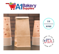2LB Size Brown No Window Tin Tie Bags 50 PCS  Kraft  Bakery Bags with No Window Resealable Tin Tie Tab Lock Poly-Lined Bags Kraft Paper Bags for Cookies, Coffee