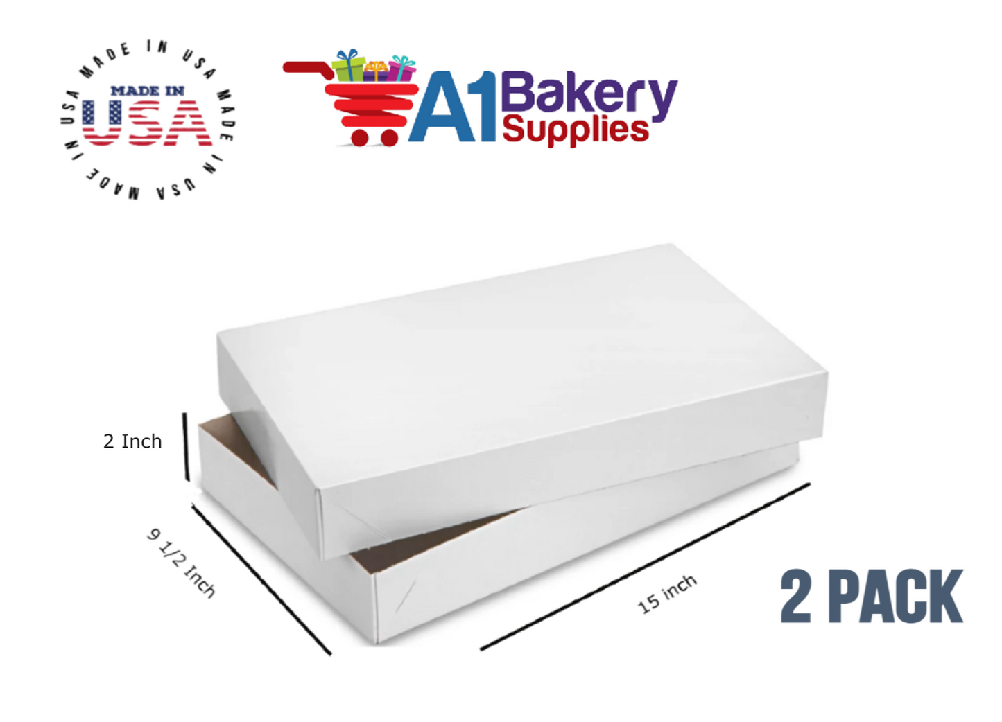 White Apparel Box for Men Shirts Gift Wrap Packaging Boxes, 15 x 9 1/2 x 2" - 2 Pack, Small