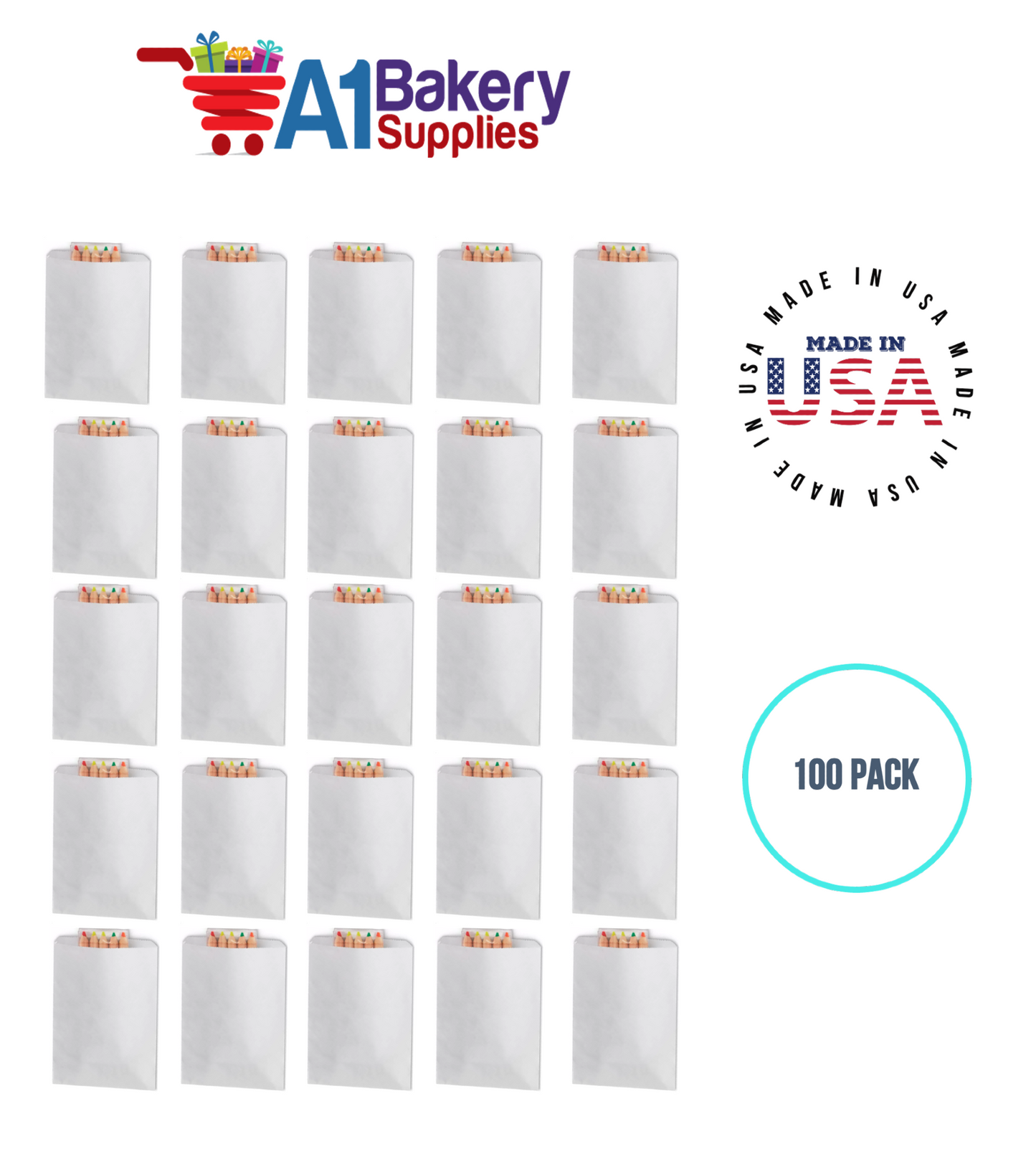 White Flat Merchandise Bags, Small, 100 Pack - 10"x13"