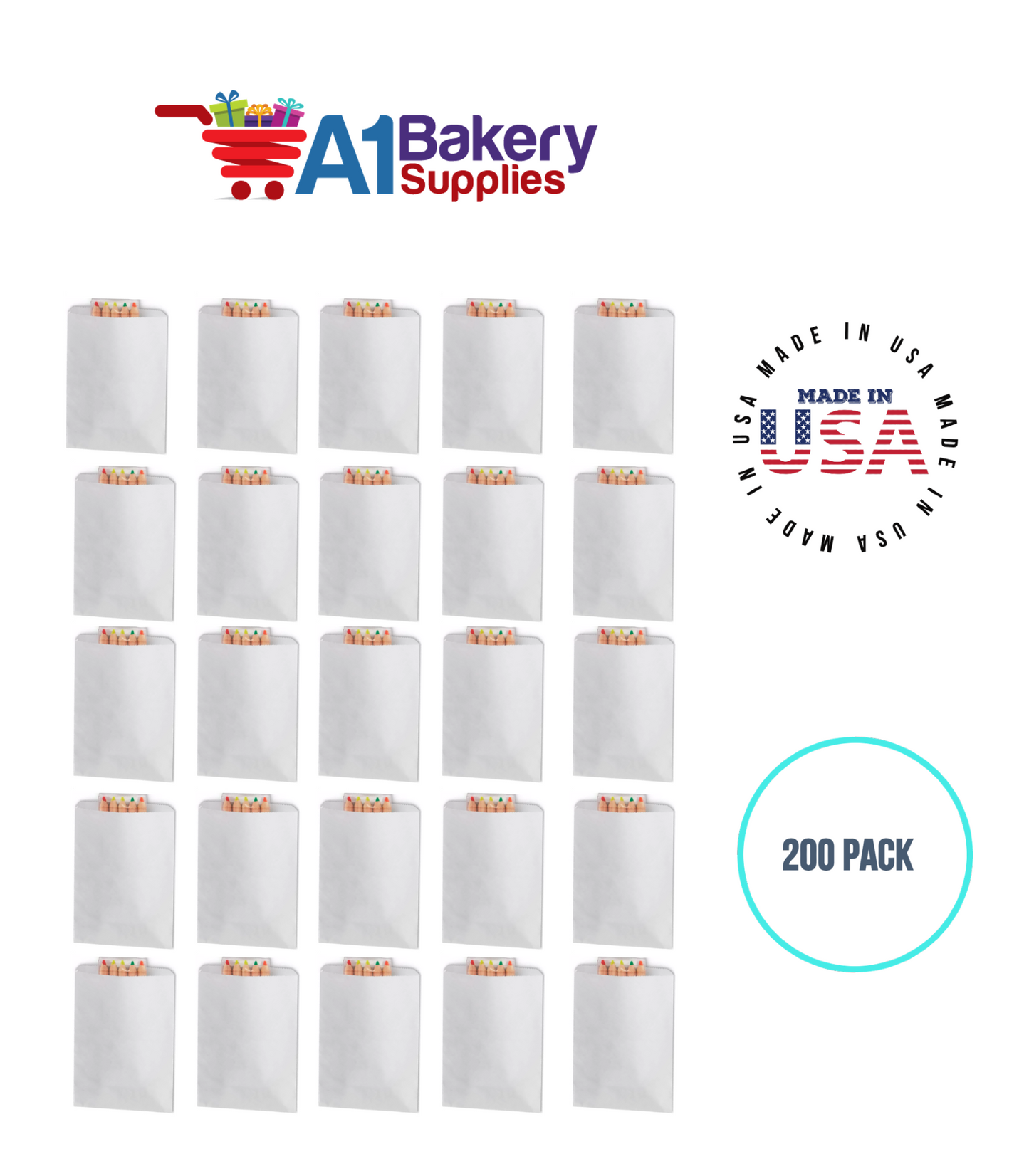 White Flat Merchandise Bags, Medium, 200 Pack - 12"x15"