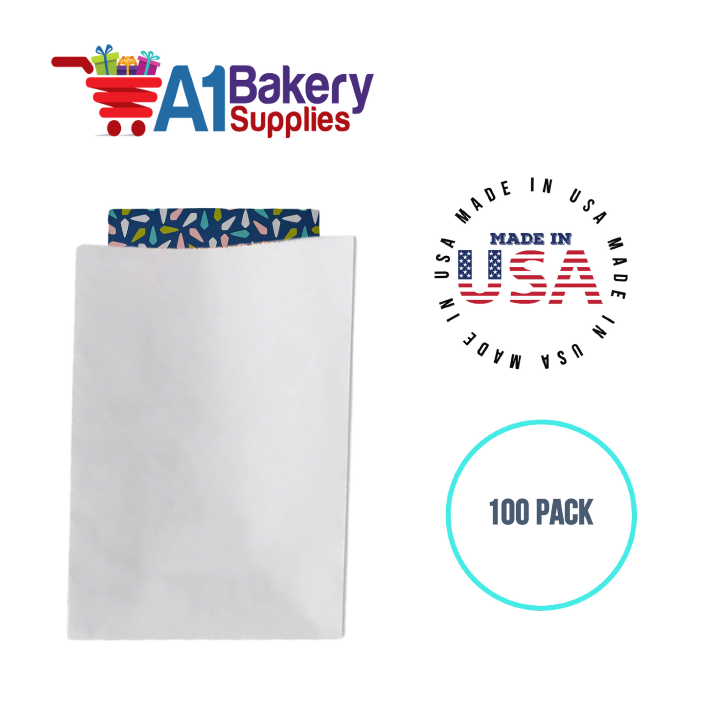 White Flat Merchandise Bags, Small, 100 Pack - 8.5"x11"