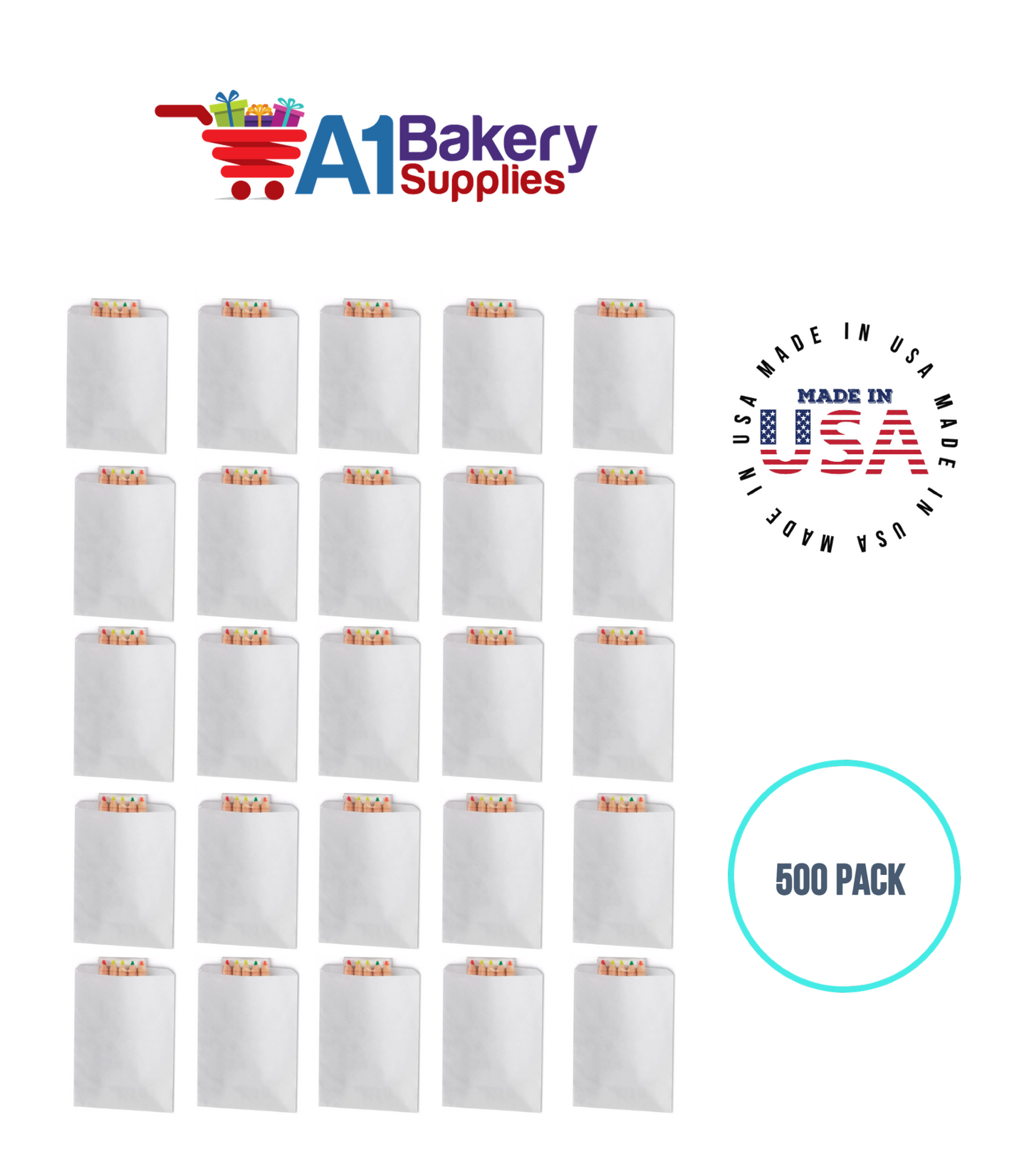 White Flat Merchandise Bags, Medium, 500 Pack - 6-1/4"x9-1/4"