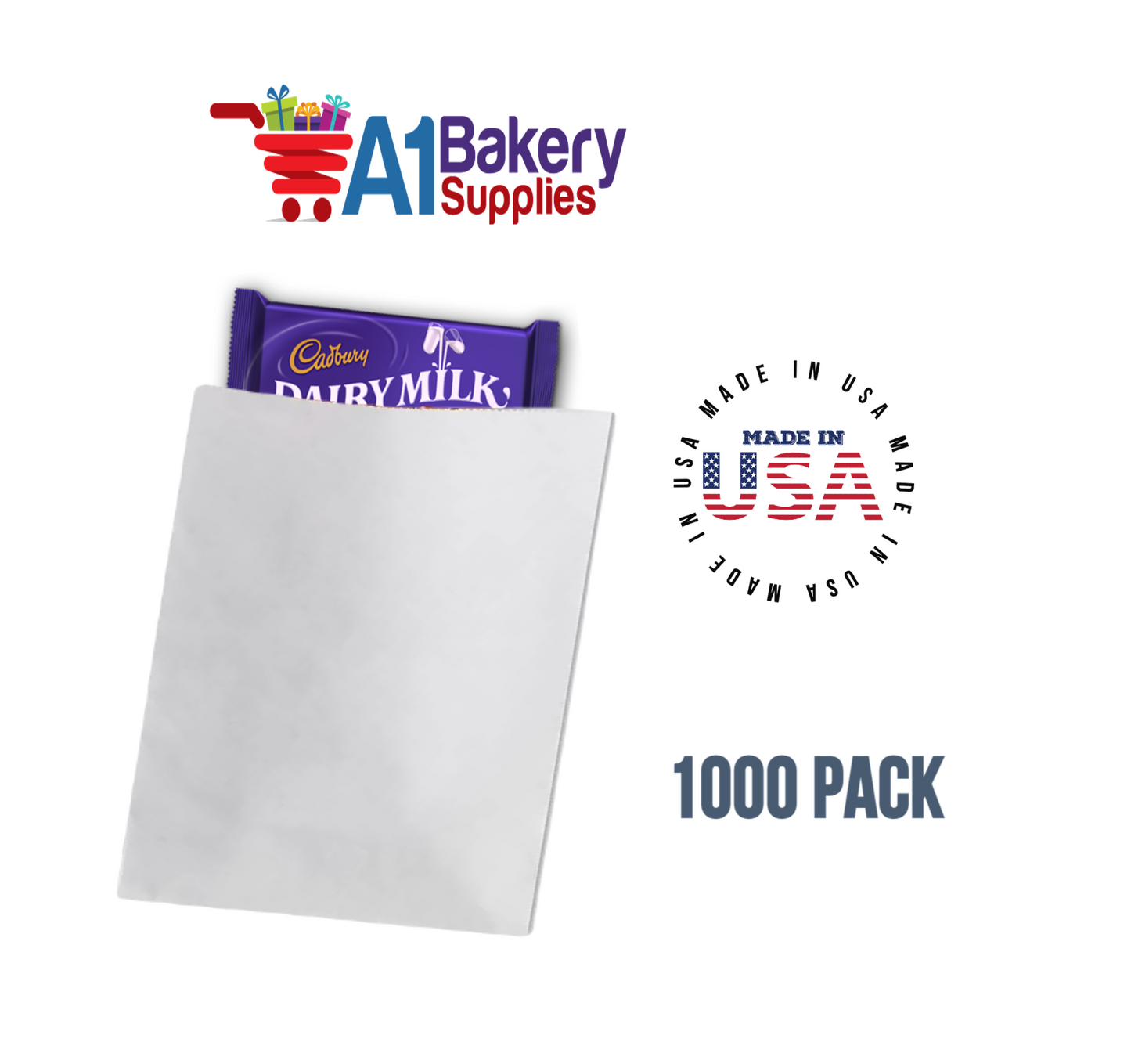 White Flat Merchandise Bags, Medium, 1000 Pack - 8.5"x11"