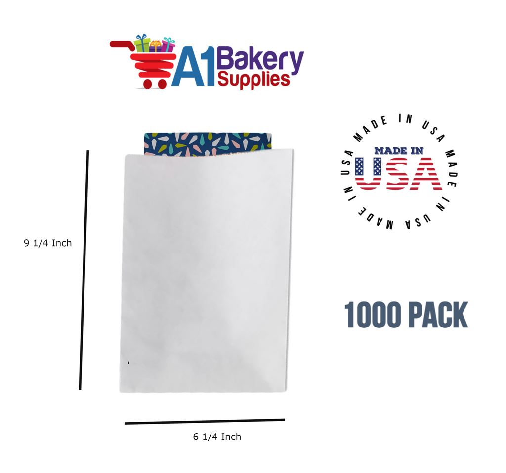 White Flat Merchandise Bags, Medium, 1000 Pack - 6-1/4"x9-1/4"
