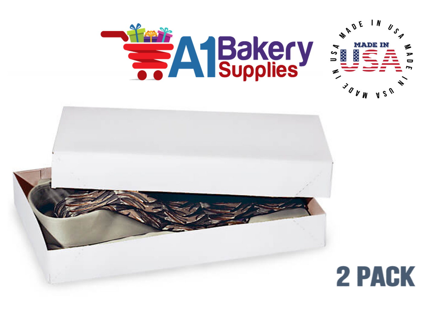 White Apparel Box for Men Shirts Gift Wrap Packaging Boxes, 15 x 9 1/2 x 2" - 2 Pack, Small