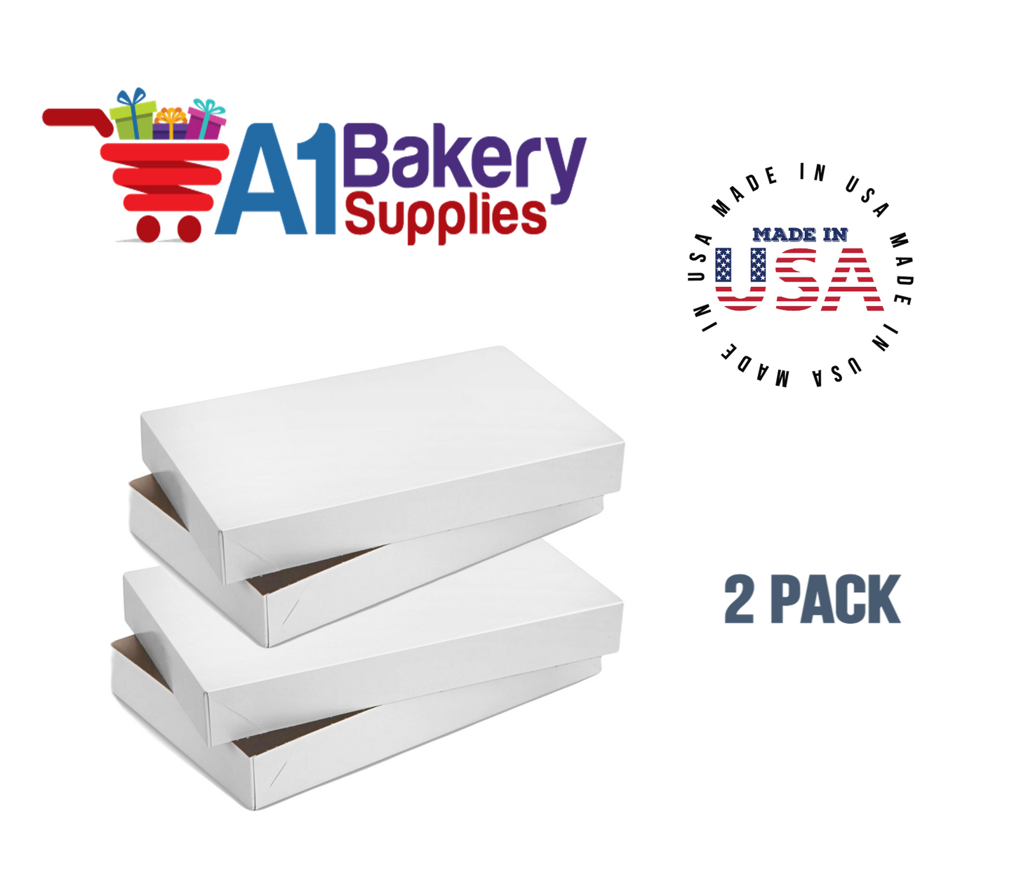 White Apparel Box for Men Shirts Gift Wrap Packaging Boxes, 15 x 9 1/2 x 2" - 2 Pack, Small